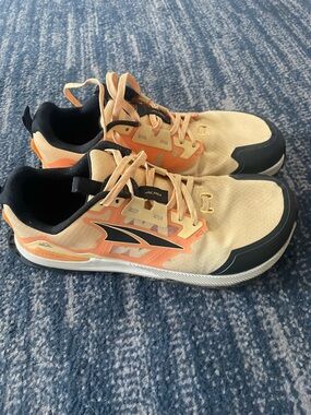 Altra Lone Peak 7 Women's Peach Orange and Black Athletic Trail Running Shoes